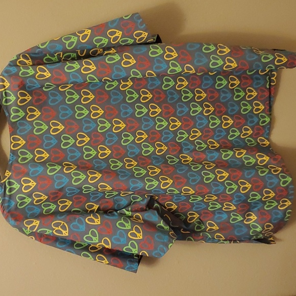 Jockey Scub Women's Top overlap V- Neck Pullover Gray w/ Peace Heart Print - Picture 5 of 7